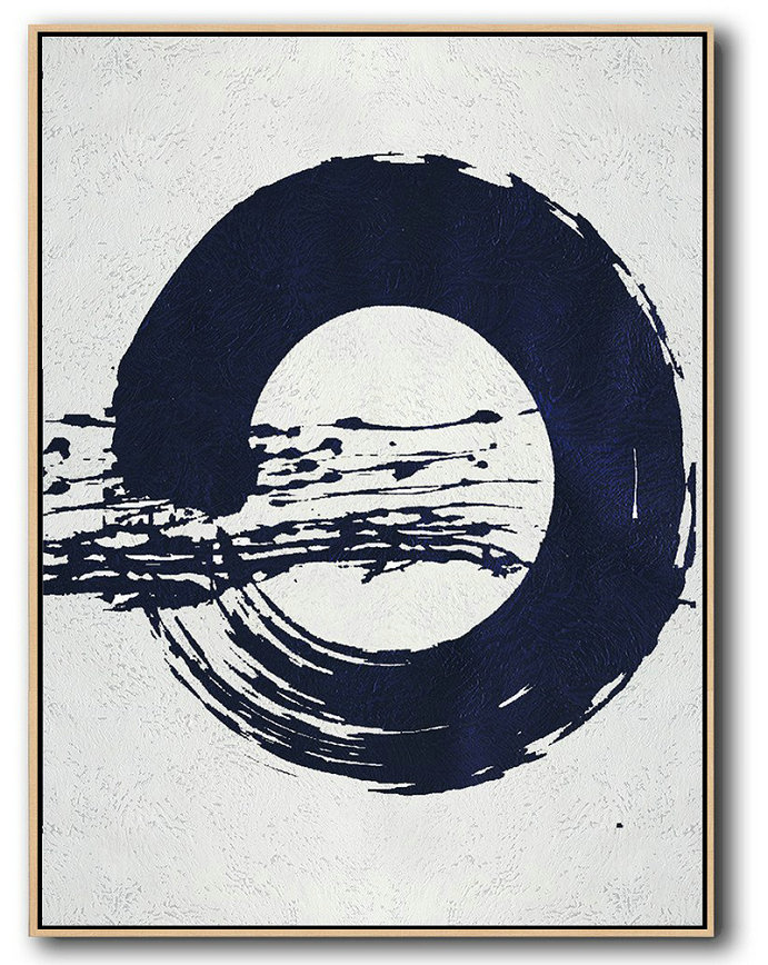 Buy Hand Painted Navy Blue Abstract Painting Online,Extra Large Acrylic Painting On Canvas #R8L5